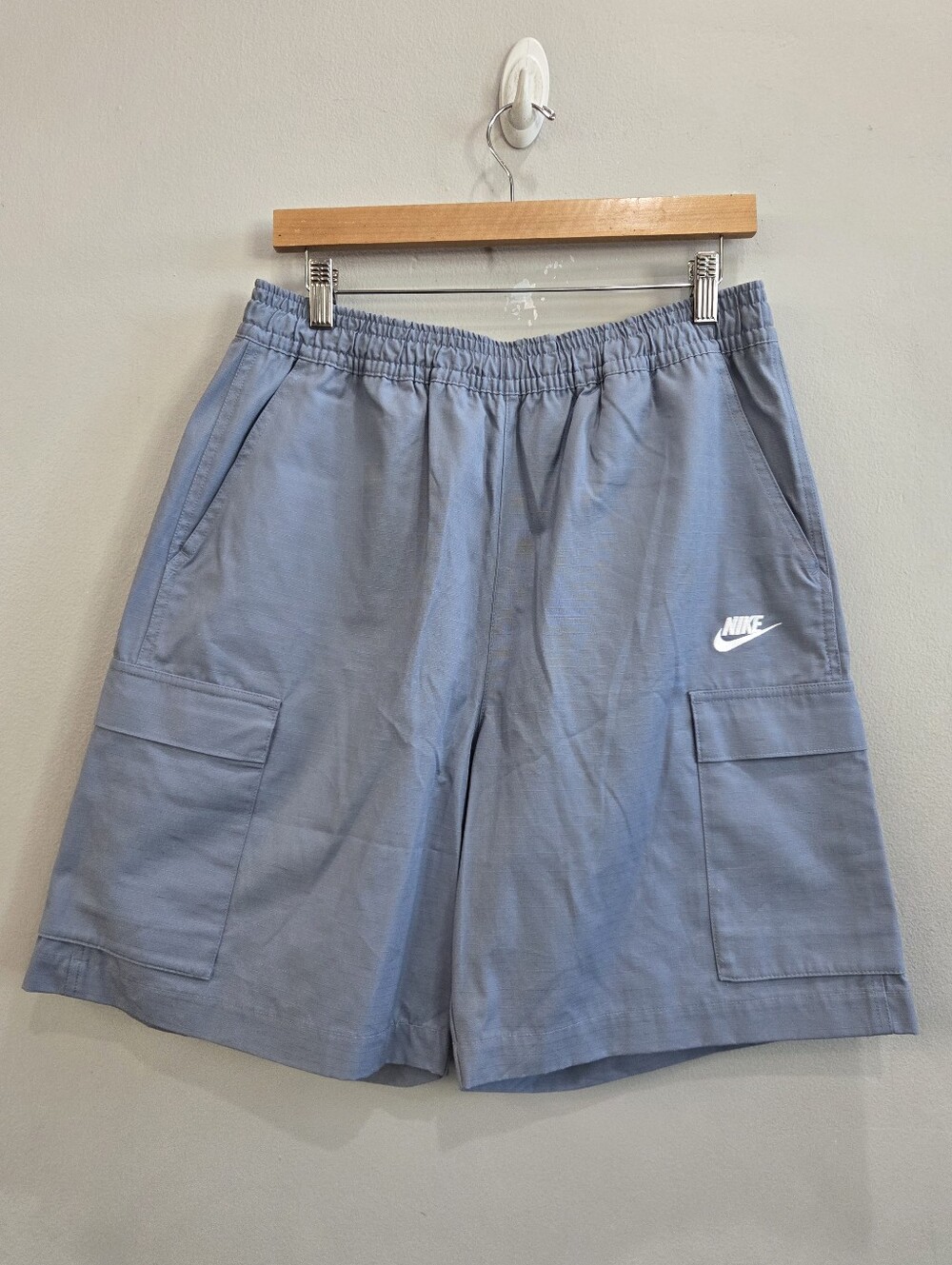 Nike Men’s Woven Cargo Shorts Blue Gray Cotton Ripstop Loose Fit FB1246 Medium